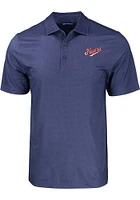 Cutter and Buck Dayton Flyers Mens Navy Blue Pike Eco Geo Print Vault Short Sleeve Polo