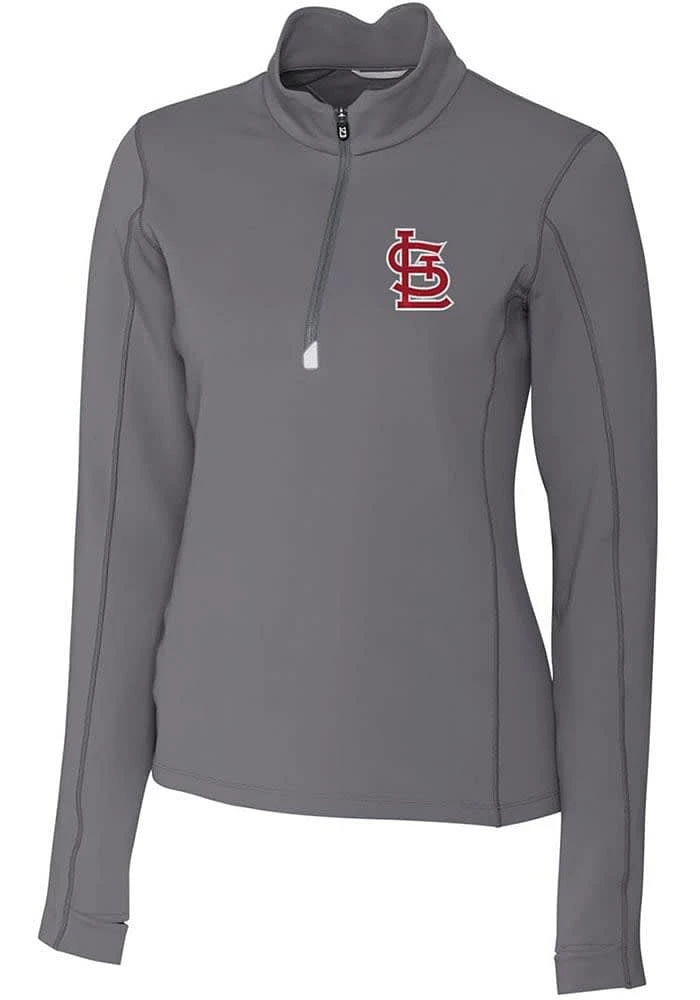 Cutter and Buck St Louis Cardinals Womens Grey Traverse Qtr Zip