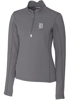 Cutter and Buck Detroit Tigers Womens Grey Traverse Qtr Zip