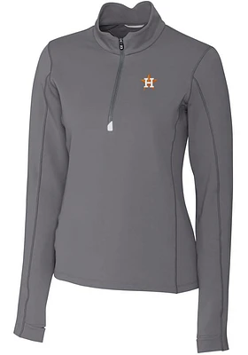 Cutter and Buck Houston Astros Womens Grey Traverse Qtr Zip