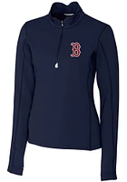 Cutter and Buck Boston Red Sox Womens Navy Blue Traverse Qtr Zip