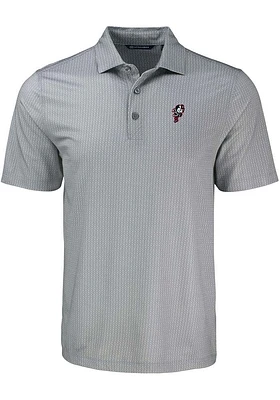 Cutter and Buck Ohio State Buckeyes Mens Grey Shadow Check Short Sleeve Polo