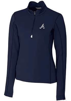 Cutter and Buck Atlanta Braves Womens Navy Blue Traverse Qtr Zip