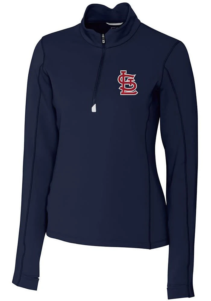 Cutter and Buck St Louis Cardinals Womens Navy Blue Traverse Qtr Zip