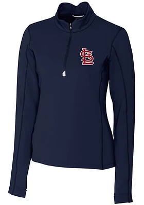 Cutter and Buck St Louis Cardinals Womens Navy Blue Traverse Qtr Zip