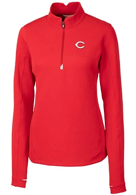 Cutter and Buck Cincinnati Reds Womens Red Traverse 1/4 Zip Pullover