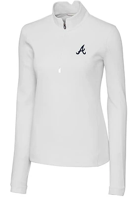 Cutter and Buck Atlanta Braves Womens White Traverse Qtr Zip