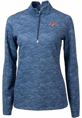 Cutter and Buck Dayton Flyers Womens Navy Blue Vault Traverse Camo Qtr Zip