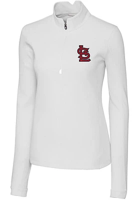 Cutter and Buck St Louis Cardinals Womens White STL Logo Traverse Qtr Zip
