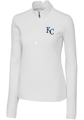 Cutter and Buck Kansas City Royals Womens White Traverse Qtr Zip