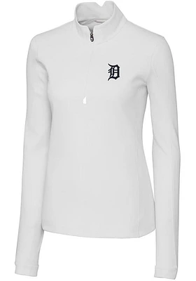 Cutter and Buck Detroit Tigers Womens White Traverse Qtr Zip