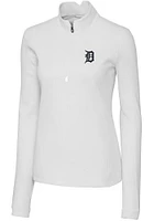 Cutter and Buck Detroit Tigers Womens White Traverse Qtr Zip