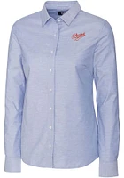 Cutter and Buck Dayton Flyers Womens Vault Stretch Oxford Long Sleeve Light Blue Dress Shirt