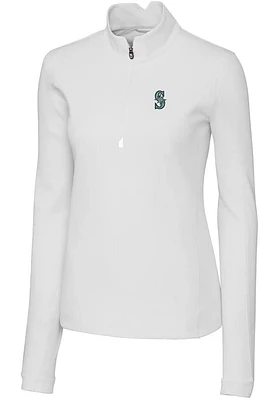 Cutter and Buck Seattle Mariners Womens White Traverse Qtr Zip