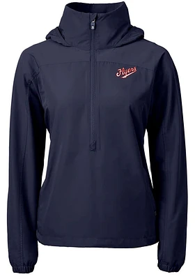 Cutter and Buck Dayton Flyers Womens Navy Blue Vault Charter Eco Long Sleeve Pullover