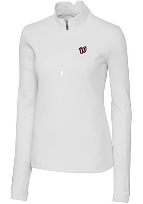Cutter and Buck Washington Nationals Womens White Traverse Qtr Zip
