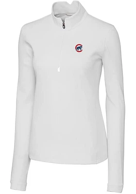 Cutter and Buck Chicago Cubs Womens White Traverse Qtr Zip