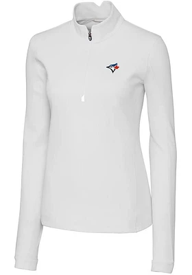Cutter and Buck Toronto Blue Jays Womens White Traverse Qtr Zip