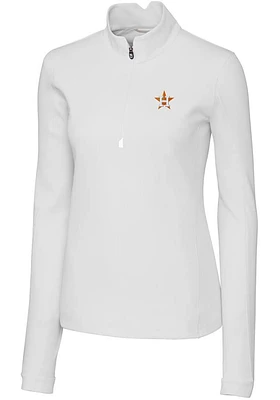 Cutter and Buck Houston Astros Womens White Traverse Qtr Zip