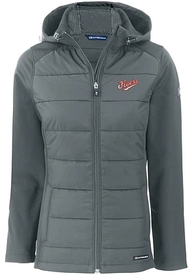 Cutter and Buck Dayton Flyers Womens Grey Vault Evoke Hood Heavy Weight Jacket