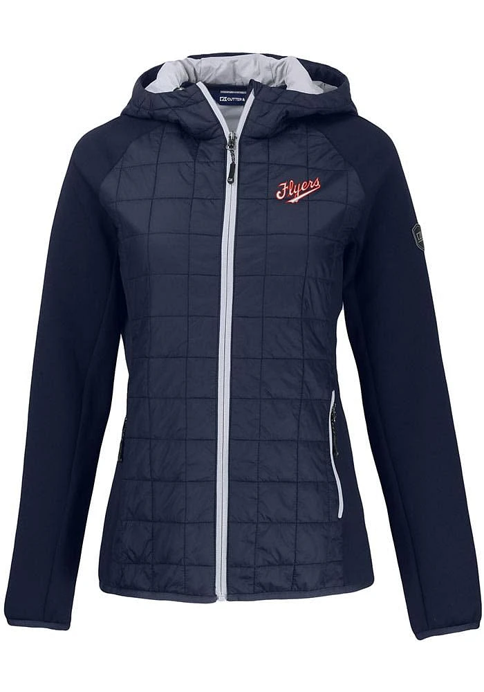 Cutter and Buck Dayton Flyers Womens Navy Blue Rainier PrimaLoft Hybrid Vault Medium Weight Jack..