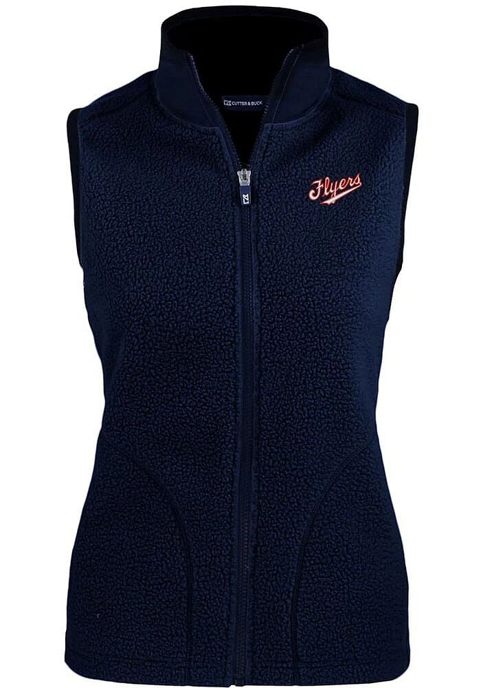 Cutter and Buck Dayton Flyers Womens Navy Blue Cascade Sherpa Vault Vest