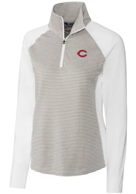 Cutter and Buck Cincinnati Reds Womens Forge Tonal Stripe Qtr Zip