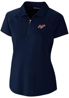 Cutter and Buck Dayton Flyers Womens Navy Blue Forge Vault Short Sleeve Polo Shirt