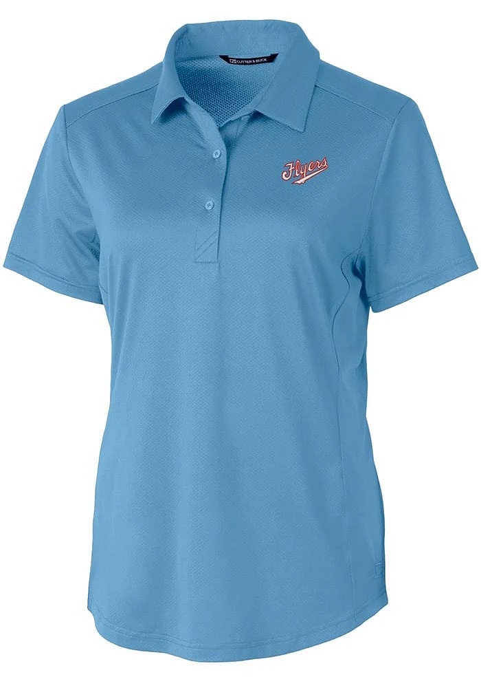 Cutter and Buck Dayton Flyers Womens Light Blue Prospect Vault Short Sleeve Polo Shirt