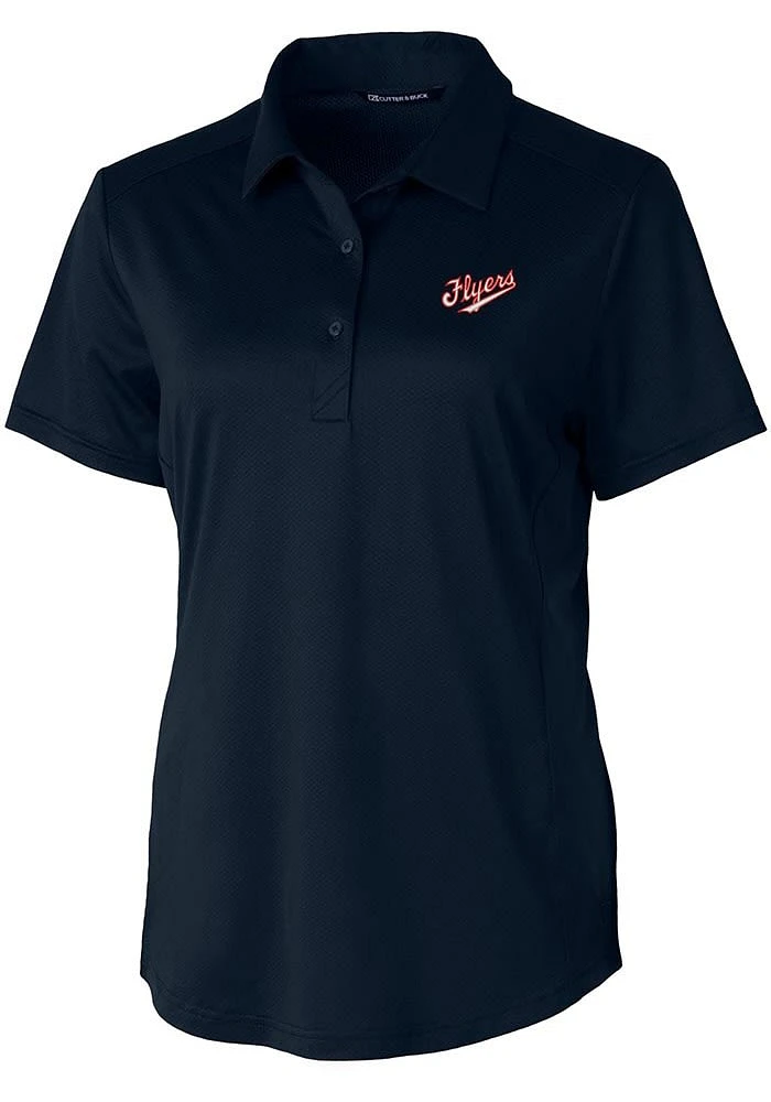 Cutter and Buck Dayton Flyers Womens Navy Blue Prospect Vault Short Sleeve Polo Shirt