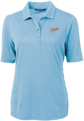 Cutter and Buck Dayton Flyers Womens Light Blue Vault Virtue Eco Pique Short Sleeve Polo Shirt