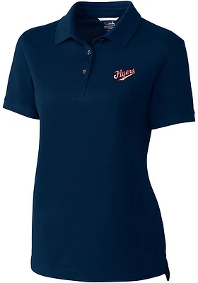 Cutter and Buck Dayton Flyers Womens Navy Blue Advantage Vault Short Sleeve Polo Shirt