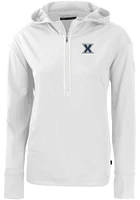 Cutter and Buck Xavier Musketeers Womens White Daybreak Hood Qtr Zip