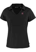 Cutter and Buck Miami RedHawks Womens Daybreak V Neck Short Sleeve Polo Shirt