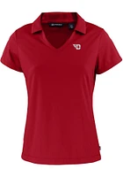 Cutter and Buck Dayton Flyers Womens Cardinal Daybreak V Neck Short Sleeve Polo Shirt