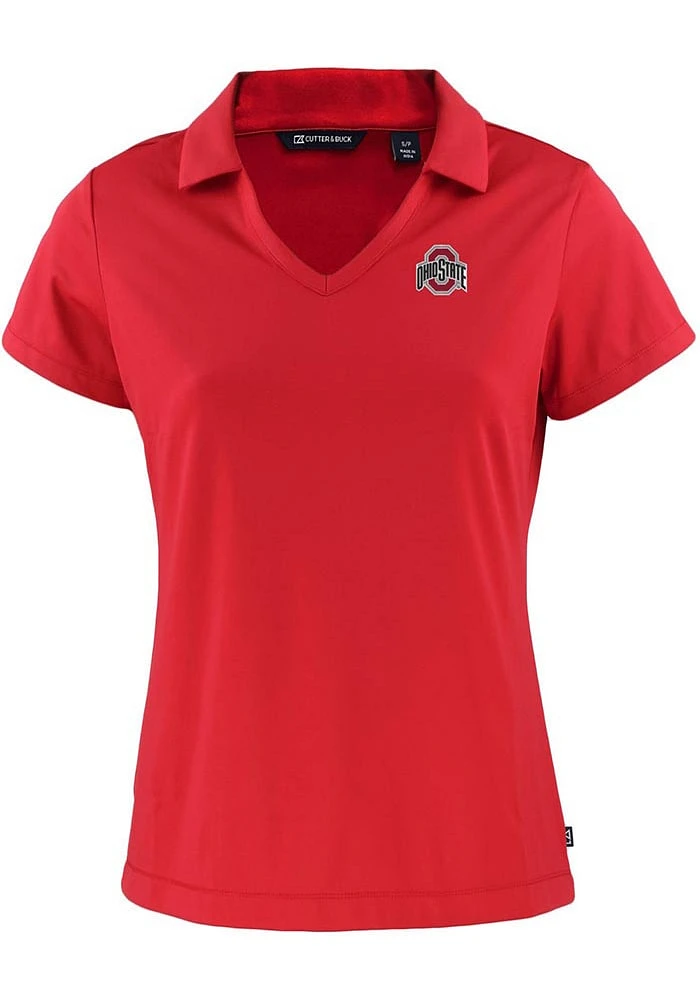 Cutter and Buck Ohio State Buckeyes Womens Daybreak V Neck Short Sleeve Polo Shirt