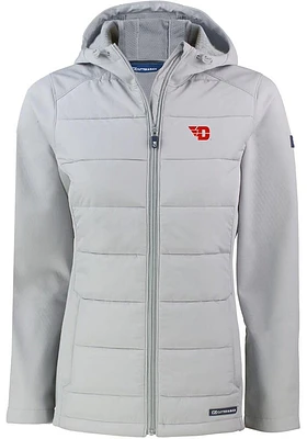 Cutter and Buck Dayton Flyers Womens Charcoal Evoke Hood Heavy Weight Jacket