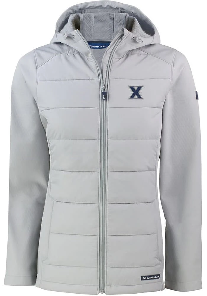 Cutter and Buck Xavier Musketeers Womens Charcoal Evoke Hood Heavy Weight Jacket