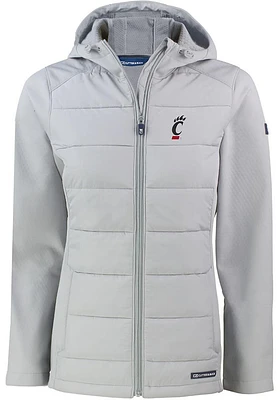 Cutter and Buck Cincinnati Bearcats Womens Charcoal Evoke Hood Heavy Weight Jacket