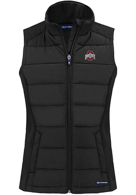 Cutter and Buck Ohio State Buckeyes Womens Black Solid Evoke Vest