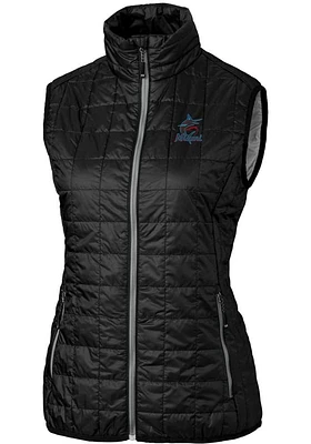Cutter and Buck Miami Marlins Womens Rainier PrimaLoft Puffer Vest