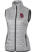 Cutter and Buck St Louis Cardinals Womens Grey Rainier PrimaLoft Puffer Vest
