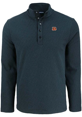 Cutter and Buck Cincinnati Bengals Mens Hunts Point Long Sleeve Qtr Zip Pullover