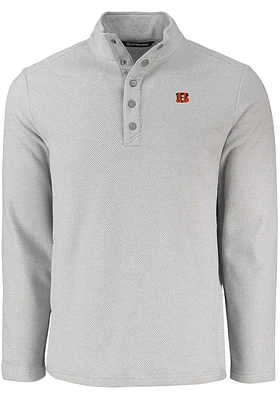 Cutter and Buck Cincinnati Bengals Mens Hunts Point Long Sleeve 1/4 Zip Pullover