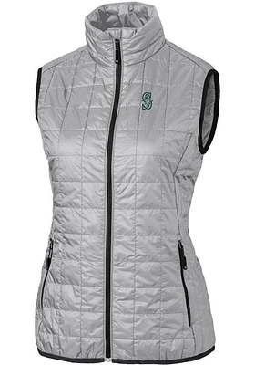 Cutter and Buck Seattle Mariners Womens Grey Rainier PrimaLoft Puffer Vest