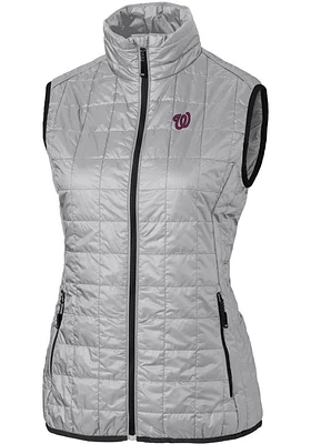 Cutter and Buck Washington Nationals Womens Grey Rainier PrimaLoft Puffer Vest