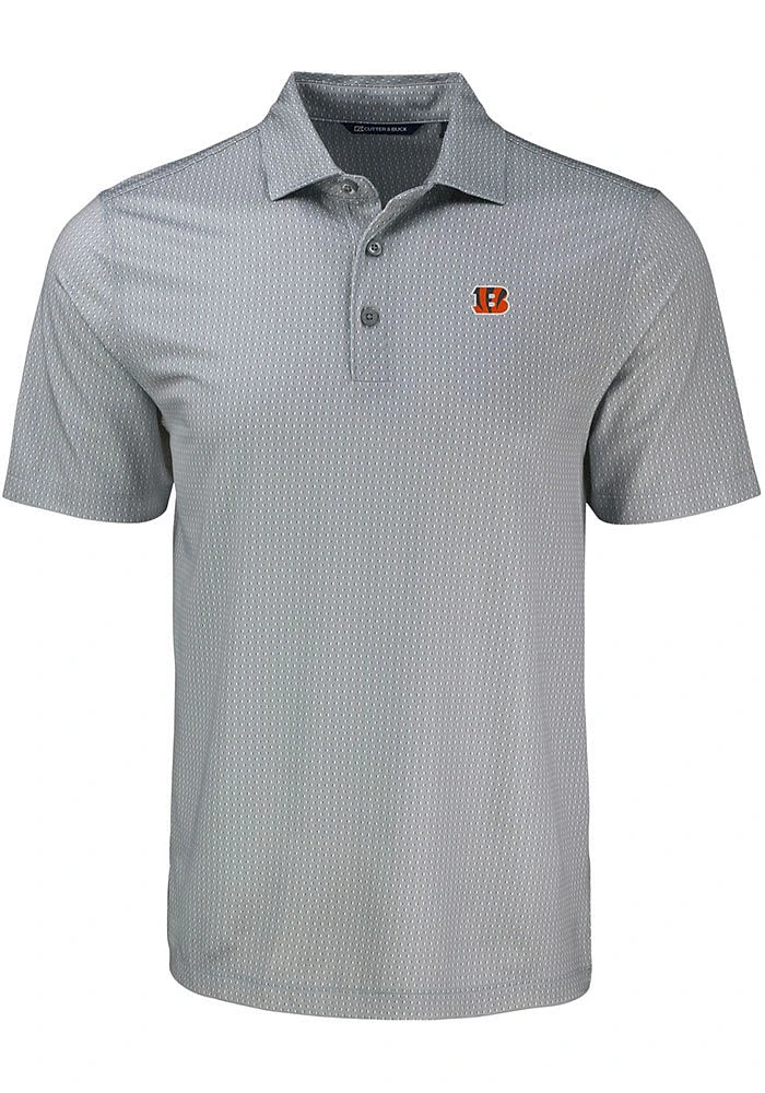 Cutter and Buck Cincinnati Bengals Mens Pike Shadow Check Short Sleeve Polo