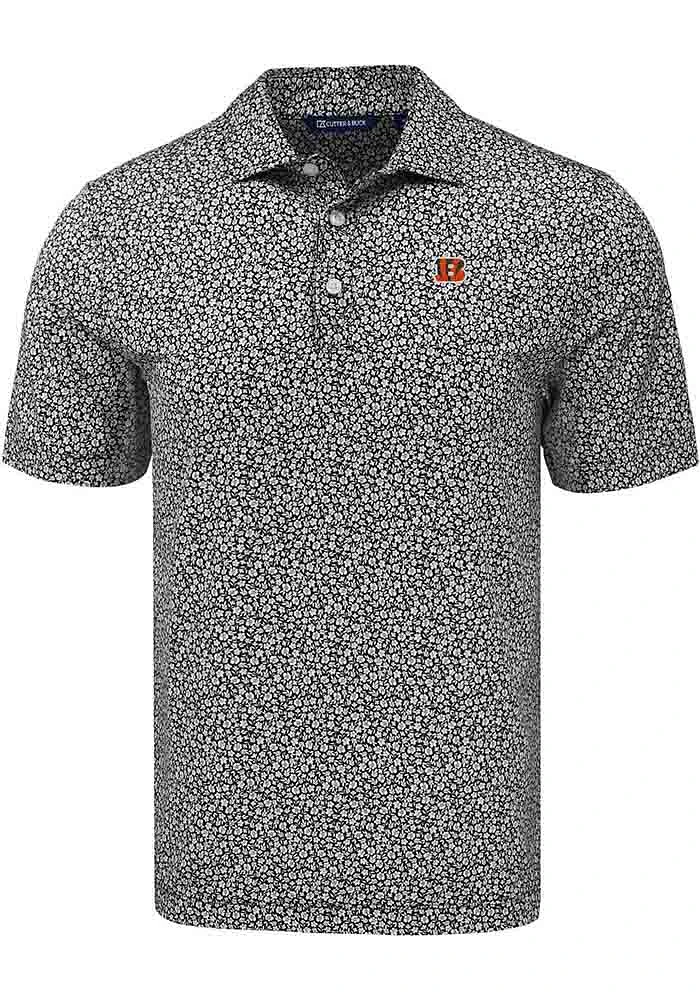 Cutter and Buck Cincinnati Bengals Mens Pike Flora Short Sleeve Polo