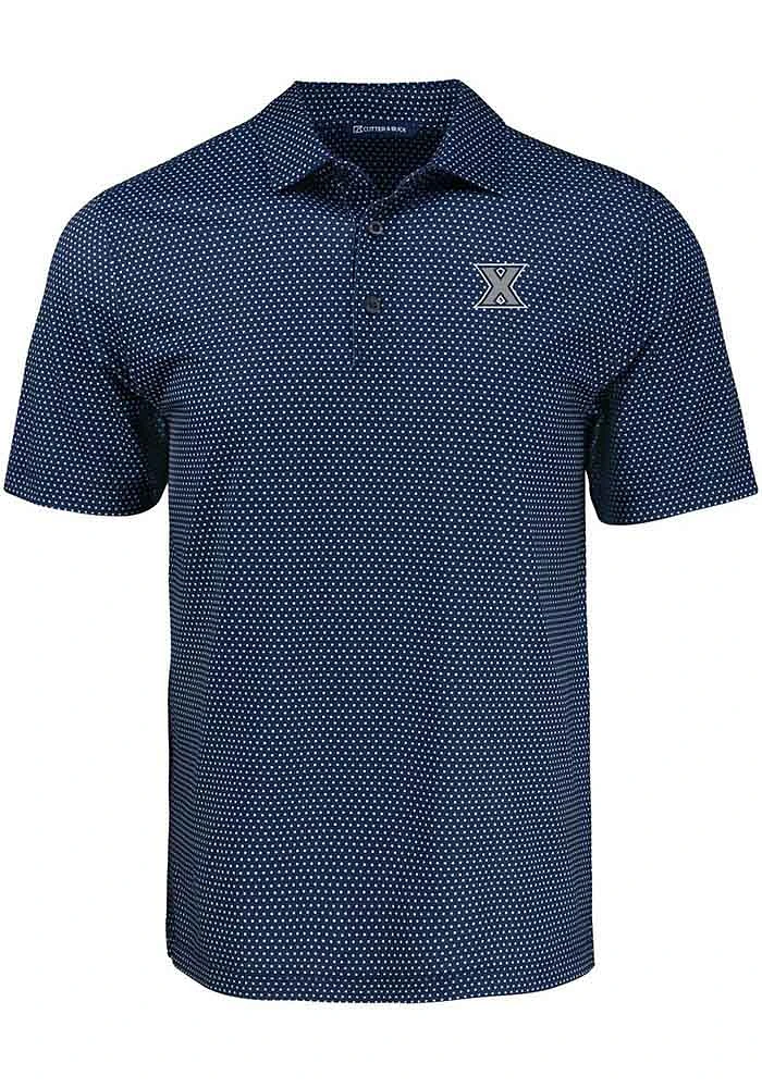 Cutter and Buck Xavier Musketeers Navy Blue Shadow Check Big and Tall Polo