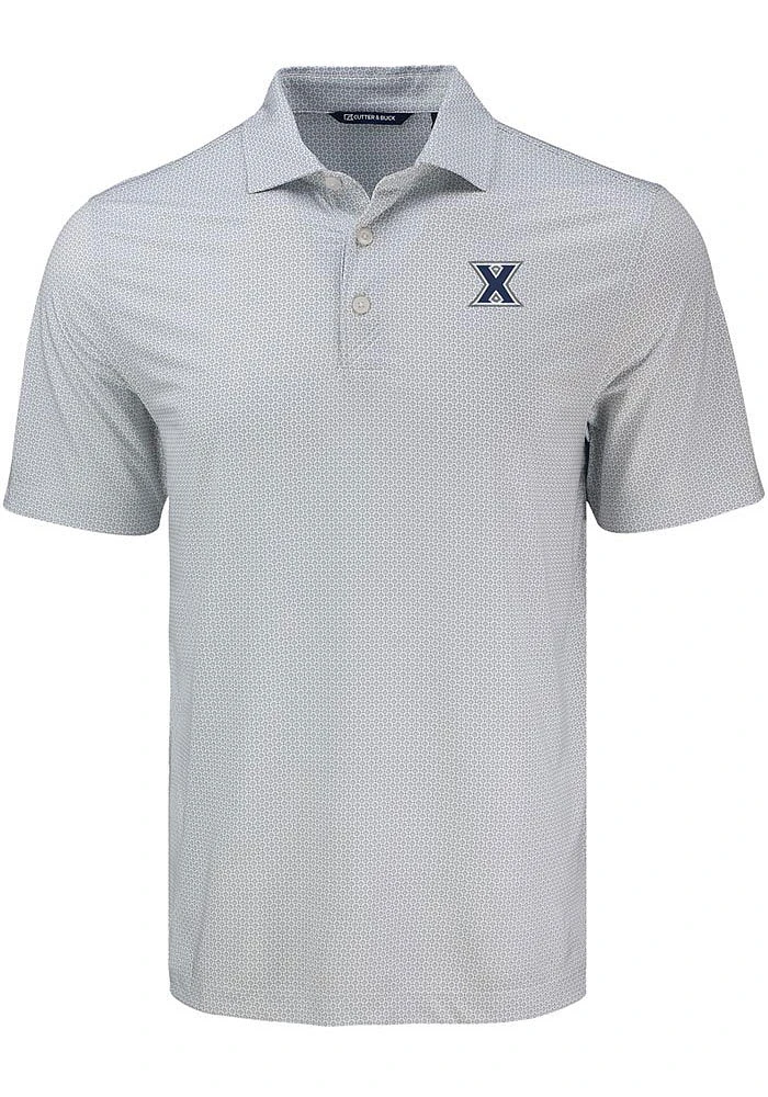 Cutter and Buck Xavier Musketeers Grey Pike Diamond Dot Big and Tall Polo